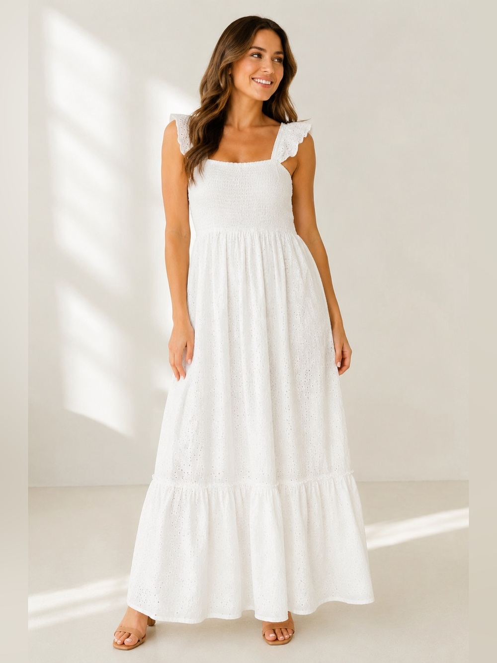 Nanette Nanette Lepore White Eyelet Maxi Dress Size 8